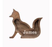 Tirelire en bois en forme d'animal pour garçons et filles, tirelire en bois incassable, tirelire créative en bois personnalisée pour anniversaire d'enfants (renard)