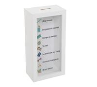 Tirelire en bois et verre, tour d'épargne, plusieurs modèles, voyage ou amendes de convivialité 20 x 10 x 6 cm (Ni par Asomo)