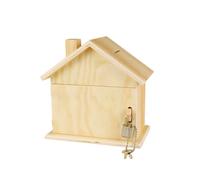 Tirelire en bois forme maison avec cadenas 15 x 8 x 14,5 cm