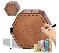 Tirelire en bois - Grande taille XXL - Avec compteur de 10 000 euros - Réutilisable - Pour enfants et adultes
