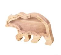Tirelire en bois naturel en forme d'animal pour enfants pour enseigner la responsabilité financière aux enfants (ours)