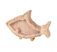 Tirelire en bois naturel pour enfants en forme d'animal pour enseigner aux enfants la responsabilité financière (poisson)