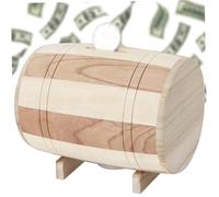 Tirelire en Bois, Tirelire en Forme de tonneau de vin avec Support, boîte d'économie d'argent pour Enfants et Adultes