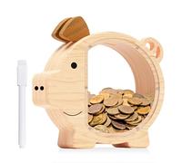 Tirelire en Bois, Tirelire Personnalisée, Tirelire Cochon pour Enfants, Tirelire Enfant Réutilisable, Tirelire Bois pour Anniversaire, Noël, Thanksgiving