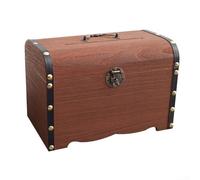 Tirelire en bois, tirelire portable avec serrure et clé sécurisée pour pièces de monnaie, espèces, adultes et enfants, boîte de rangement au trésor vintage (A 14,5 x 10 x 9,5 cm)
