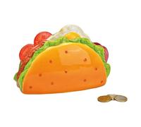 Tirelire en Céramique en Forme de Taco, Décor Multicolore, Finition Brillante, Objet Décoratif et Fonctionnel, 17 x 12 x 7 cm