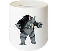 Tirelire en céramique Rhino BLANC G