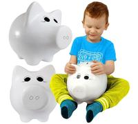 Tirelire en céramique XXL - Grande tirelire traditionnelle sans ouverture pour casser - Peinte à la main - Pour enfants, garçons, filles et adultes - Tirelire décorative en argent