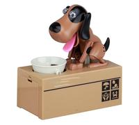 Tirelire en Forme de Chien Affamé, Affamé, Tirelire Electronique Enfant, Chien Économiser, Mastication des Pièces de Monnaie pour Enfants(Marron et Noir)