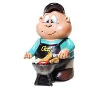 Tirelire en forme de maître du barbecue avec bouchon, environ 12,5 x 8 cm