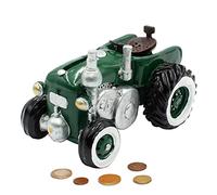 Tirelire en Forme de Tracteur en Polyester - Vert - avec Fermeture élastique - Dimensions (L x l x H) : Environ 16 x 11 x 11 cm