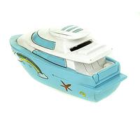 Tirelire en Forme de Yacht avec Arc-en-Ciel - 16 cm - pour Voyage, mer, Vacances d'été