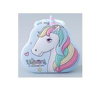 Tirelire en métal en forme de licorne avec cadenas, design amusant, grande taille pour garçons et filles (bleu)