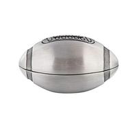 Tirelire en métal plaqué argent - Boîte de rangement pour pièces de monnaie - Décoration d'intérieur - Œuvre d'art - Cadeau de baptême (rugby)