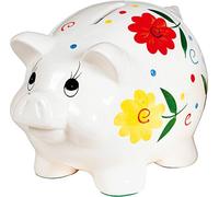 Tirelire en porcelaine 'Décoration florale' avec serrure, 18 cm, multicolore
