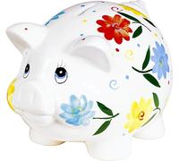 Tirelire en porcelaine 'Décoration florale' avec serrure, 23 cm, multicolore