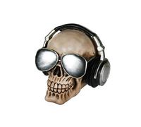zampeda1 Objet Décoratif/Tirelire en Polyresine/Crâne avec Casque Audio et Lunettes de Soleil/avec Serrure