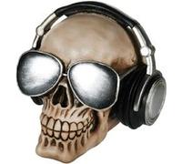 zampeda1 Objet Décoratif/Tirelire en Polyresine/Crâne avec Casque Audio et Lunettes de Soleil/avec Serrure