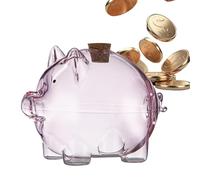 Tirelire en verre - 6 x 5 cm - Conteneur en verre en forme de cochon décoratif avec finition transparente | Accent de bureau élégant pour le bureau et la maison et affichage élégant