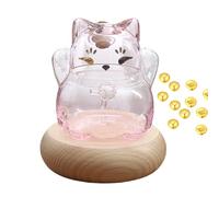 Tirelire en Verre pour Pièces | Mignonne Boîte à Économies | Bocal d'Épargne en Forme de Chat, Conteneur Portable pour Pièces Dorées pour Table ou Bibliothèque