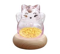 Tirelire en Verre pour Pièces | Petite Tirelire à Pièces Dorées - Bocal d'Épargne en Forme de Chat, Conteneur Portable pour Dorées pour Table ou Bibliothèque