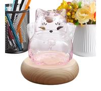 Tirelire en Verre Transparent, Petite Tirelire à Pièces Dorées, Pot Décoratif Doré pour Pièces ou Haricots, Support Bureau avec Forme de Chat