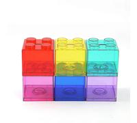 Tirelire « Épargne de rêves » jaune pour enfants, en forme de brique Lego, avec un acrylique transparent