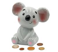 Tirelire, Figurine d'épargne, Tirelire, Épargne-pig, Épargne-enfant, Tirelire en forme de koala gris, en céramique avec bouchon en caoutchouc refermable, L/l/H 14 x 9 x 15 cm.
