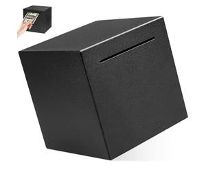 Tirelire Inouvrable Noire Acier Inoxydable, Tirelires Non Ouvrable Classique Noir 12x12cm, Coffre-Fort Monnaies Boîte Économies Pièces Billets Ouverture Doit Etre Cassée pour Adultes et Enfants