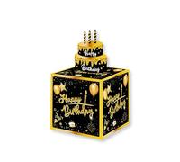 Tirelire interactive d'anniversaire avec carte de vœux coulissante - Coffret cadeau noir et doré
