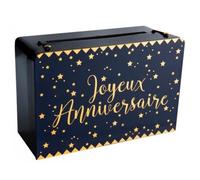 Santex – Tirelire 'Joyeux Anniversaire' – Bleu marine métallisé – Rectangulaire – Élégante Chic