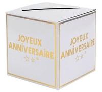 tirelire joyeux anniversaire carton 20cm blanc - chalayer 7987 0-3 Jaune G