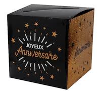 Tirelire Joyeux Anniversaire étincelant, Noir/Or