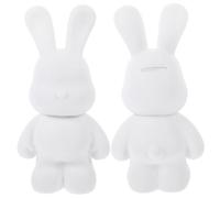 Tirelire Lapin Cartoon en Vinyle Blanc à Peindre 2 Pièces | Modèle Blanc à Décorer, Jouet Éducatif Léger, Facile à Transporter, pour Chambre ou Chez des Amis