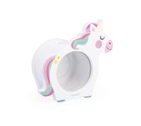 Janod - Tirelire Licorne Enfant - Face Transparente et Ouverture Magnétique à l'Arrière - Idéal Cadeau ou Décoration Chambre - Bois FSC - Dès 3 Ans - J04655