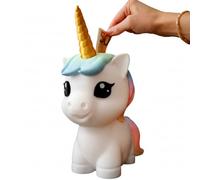 Tirelire licorne en corne dorée avec crinière arc-en-ciel et queue cadeau