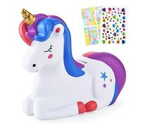 Tirelire licorne en plastique incassable pour filles, cadeau pratique pour anniversaire, Noël, fête prénatale (violet)