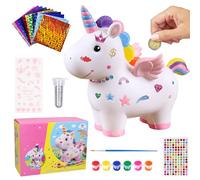 Tirelire licorne pour fille - Tirelire licorne DIY pour enfants avec pigments et paillettes - Tirelire 3D amusante - Réutilisable - Cadeau licorne - Kit de bricolage pour fille