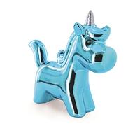 Tirelire Licorne Reflets chromés/Colori au Choix : Rose, Bleu, Blanc (Bleu)
