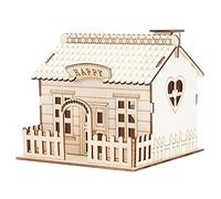 Tirelire Maison en Bois à Peindre pour Enfants, Boîte à Argent DIY avec Entrée et Sortie de Pièces, Cadeau Éducatif Créatif pour Développer l'Épargne et la Motricité