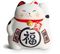 Tirelire Maneki-neko chat porte-bonheur blanc - 9 cm