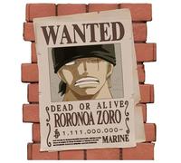 Plastoy - Tirelire One Piece : Affiche Wanted Zoro, 13 x 5 x 16 cm