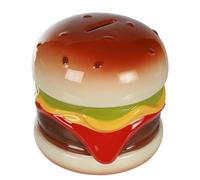 Tirelire originale BLUECHOLON avec couvercle et clé. Tirelire hamburger en céramique marron