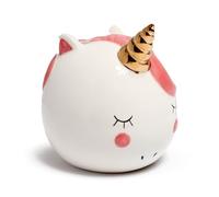 Puckator – Tirelire ouverte Licorne – Céramique blanche – Arc-en-ciel enchanté