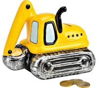 Tirelire pelleteuse 16x14x11cm céramique jaune