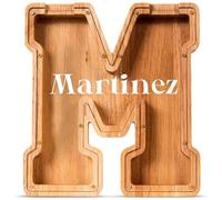 Tirelire personnalisée pour Enfants, garçons et Filles, Grande Lettre en Bois incassable, Cadeau Amusant pour Anniversaire, Noël, Festival, fête prénatale (Tirelire - M)
