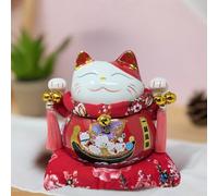 Tirelire porte-bonheur en forme de chat chinois avec coussin rouge, 20 cm de haut, cadeau de Nouvel An chinois pour amis et famille, tirelire pour enfants