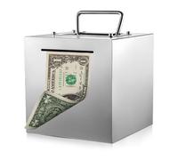 Tirelire pour adulte en acier inoxydable Grande Fente élargie 15 x 15 cm