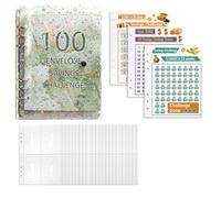 Tirelire pour défis d'argent, 100 enveloppes, pour reliure budgétaire, pour couples, bureaux, maison, école, vert (1)