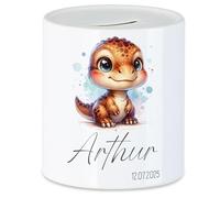 Tirelire pour enfant avec nom personnalisable, motif animal, cadeau pour anniversaire, Noël, naissance et baptême - Tirelire en argent et exauceur de souhaits